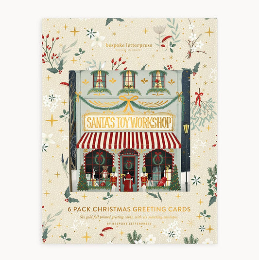 BESPOKE LETTERPRESS - 6 Pack Christmas Card Boxset - "The Christmas Village"