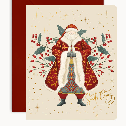 BESPOKE LETTERPRESS - "Santa Claus"- Foiled Christmas Card