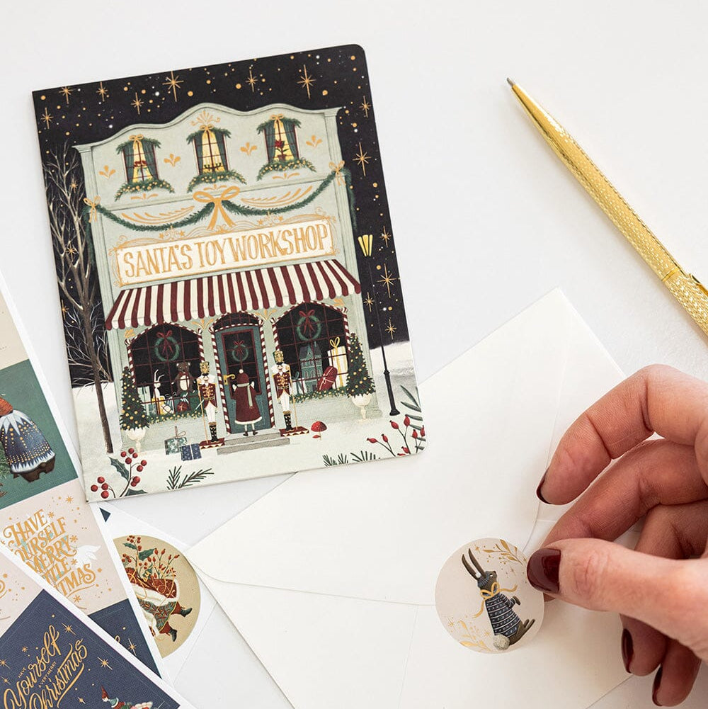 BESPOKE LETTERPRESS - "Santa's Toy Workshop"- Foiled Christmas Card