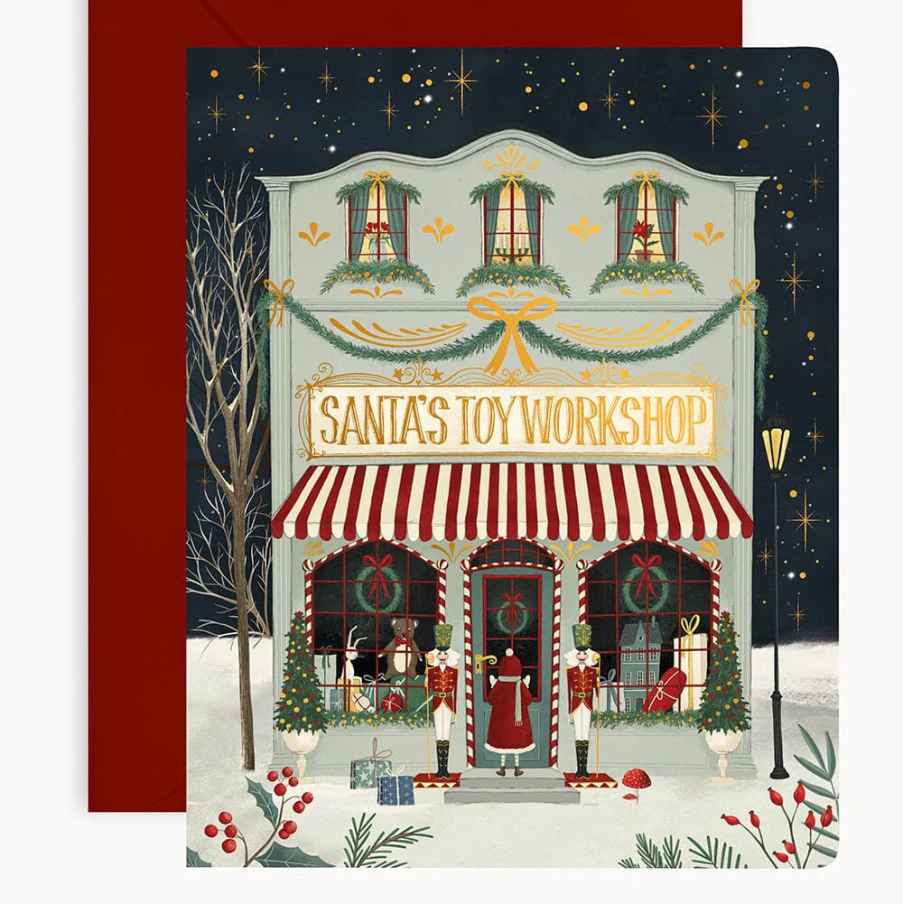 BESPOKE LETTERPRESS - "Santa's Toy Workshop"- Foiled Christmas Card