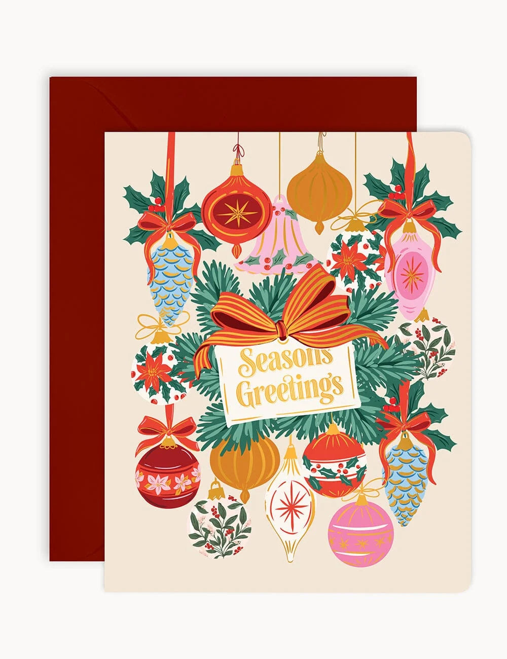 BESPOKE LETTERPRESS - "Christmas Vintage Baubles"- Foiled Christmas Card