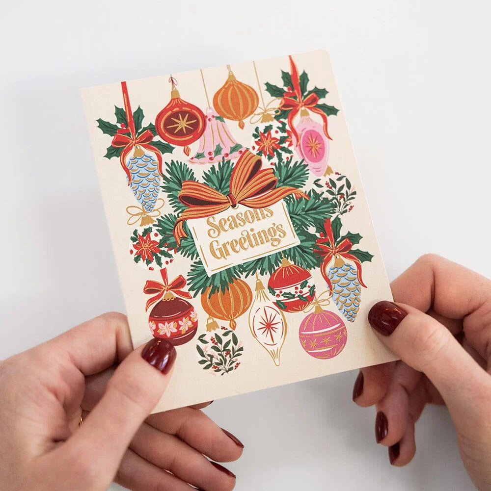 BESPOKE LETTERPRESS - "Christmas Vintage Baubles"- Foiled Christmas Card