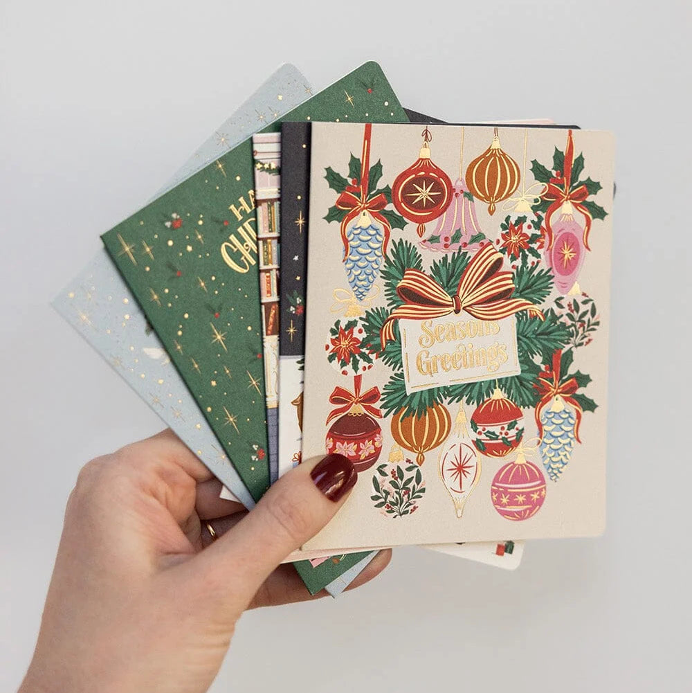 BESPOKE LETTERPRESS - "Christmas Vintage Baubles"- Foiled Christmas Card
