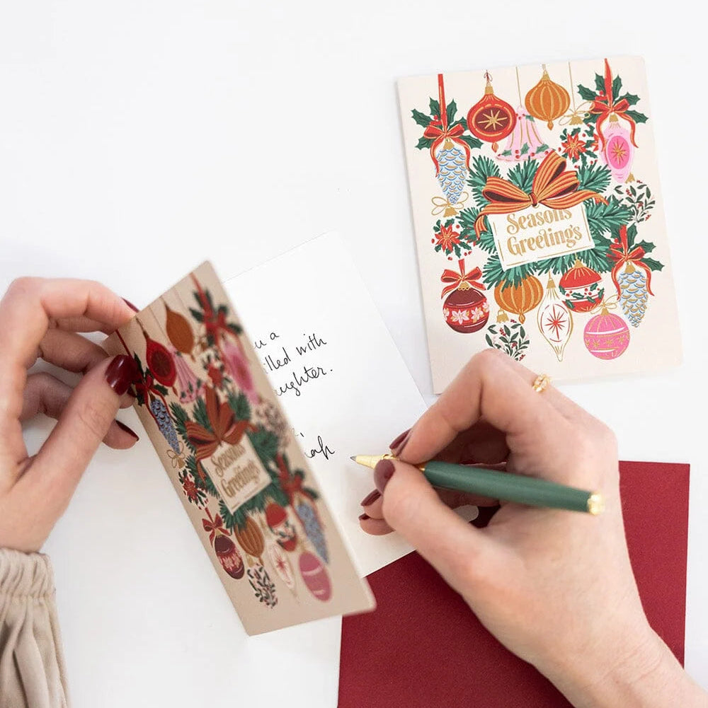 BESPOKE LETTERPRESS - "Christmas Vintage Baubles"- Foiled Christmas Card