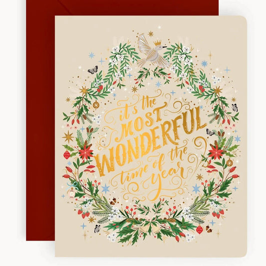 BESPOKE LETTERPRESS - "It's the most wonderful time of the year (Wreath)" Christmas Card