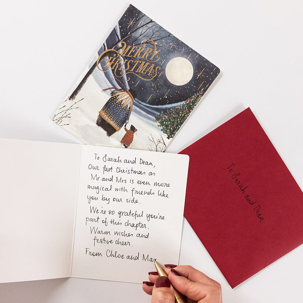 BESPOKE LETTERPRESS - "Starry Night Bears"- Foiled Christmas Card