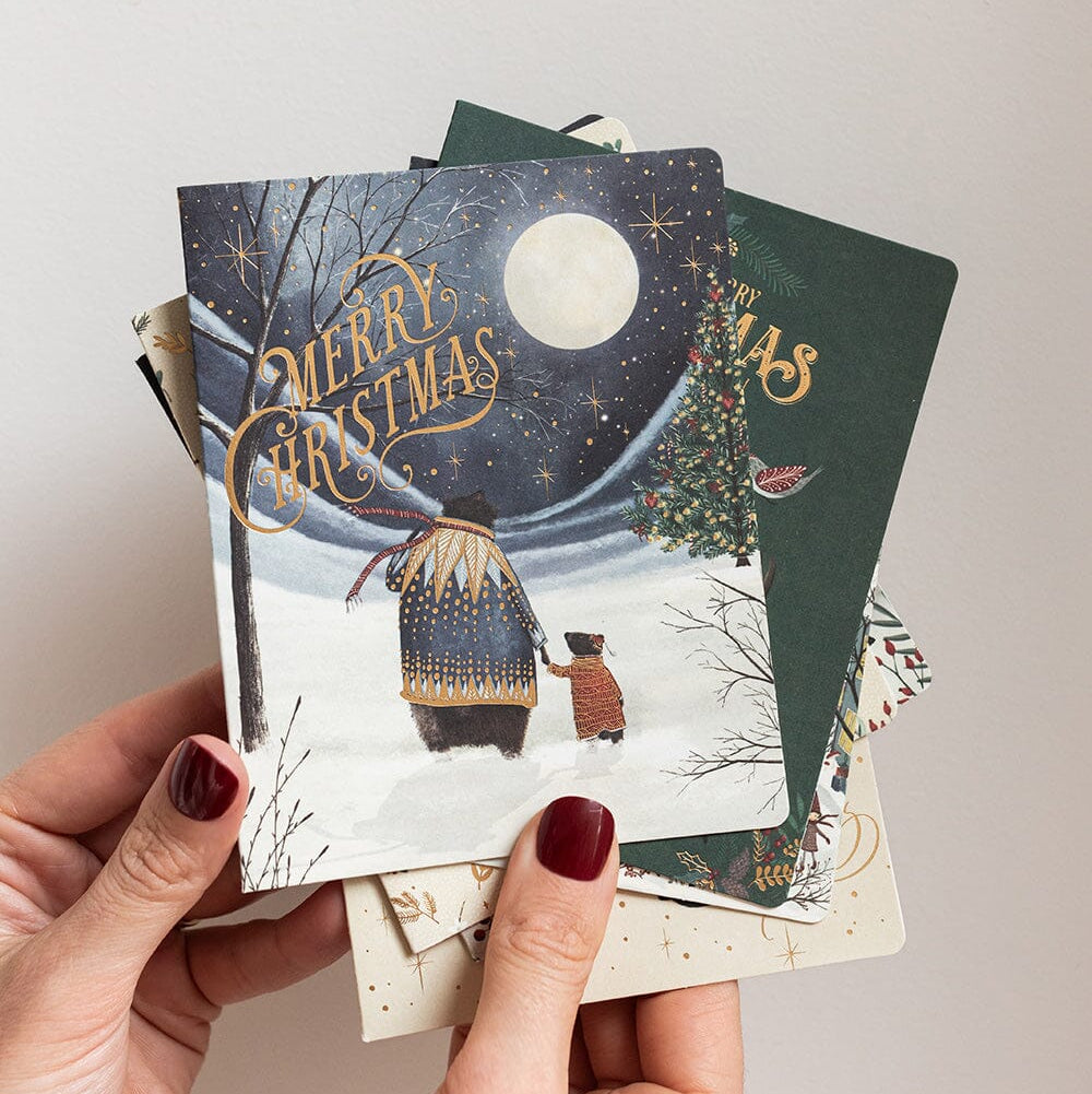 BESPOKE LETTERPRESS - "Starry Night Bears"- Foiled Christmas Card