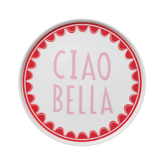 In The Roundhouse - "Ciao Bella" Plate Pink and Red