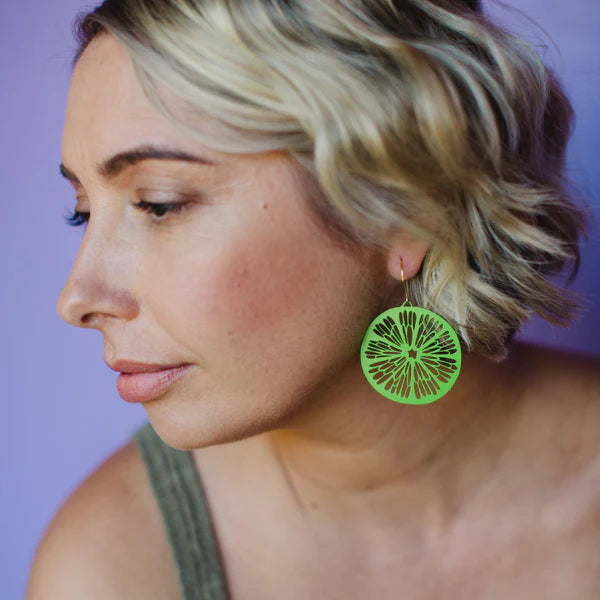 DENZ & CO- Citrus Slice in Lime- DANGLE EARRINGS