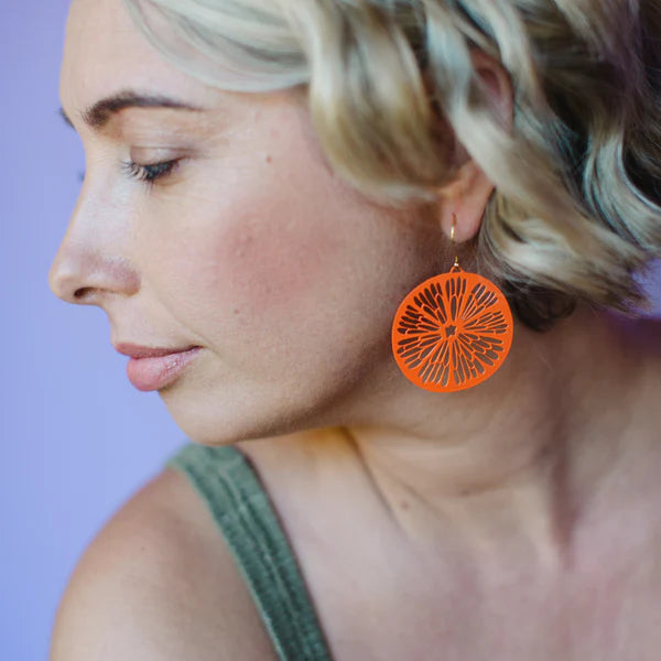 DENZ & CO- Citrus Slice in Orange- DANGLE EARRINGS