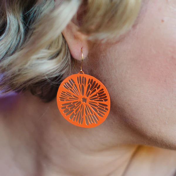 DENZ & CO- Citrus Slice in Orange- DANGLE EARRINGS