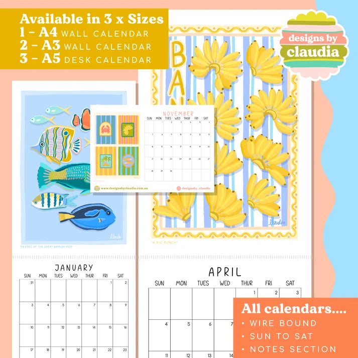 DESIGNS BY CLAUDIA - 2027 A3 WALL CALENDAR