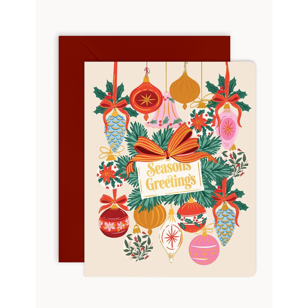 BESPOKE LETTERPRESS - "Christmas Vintage Baubles"- Foiled Christmas Card