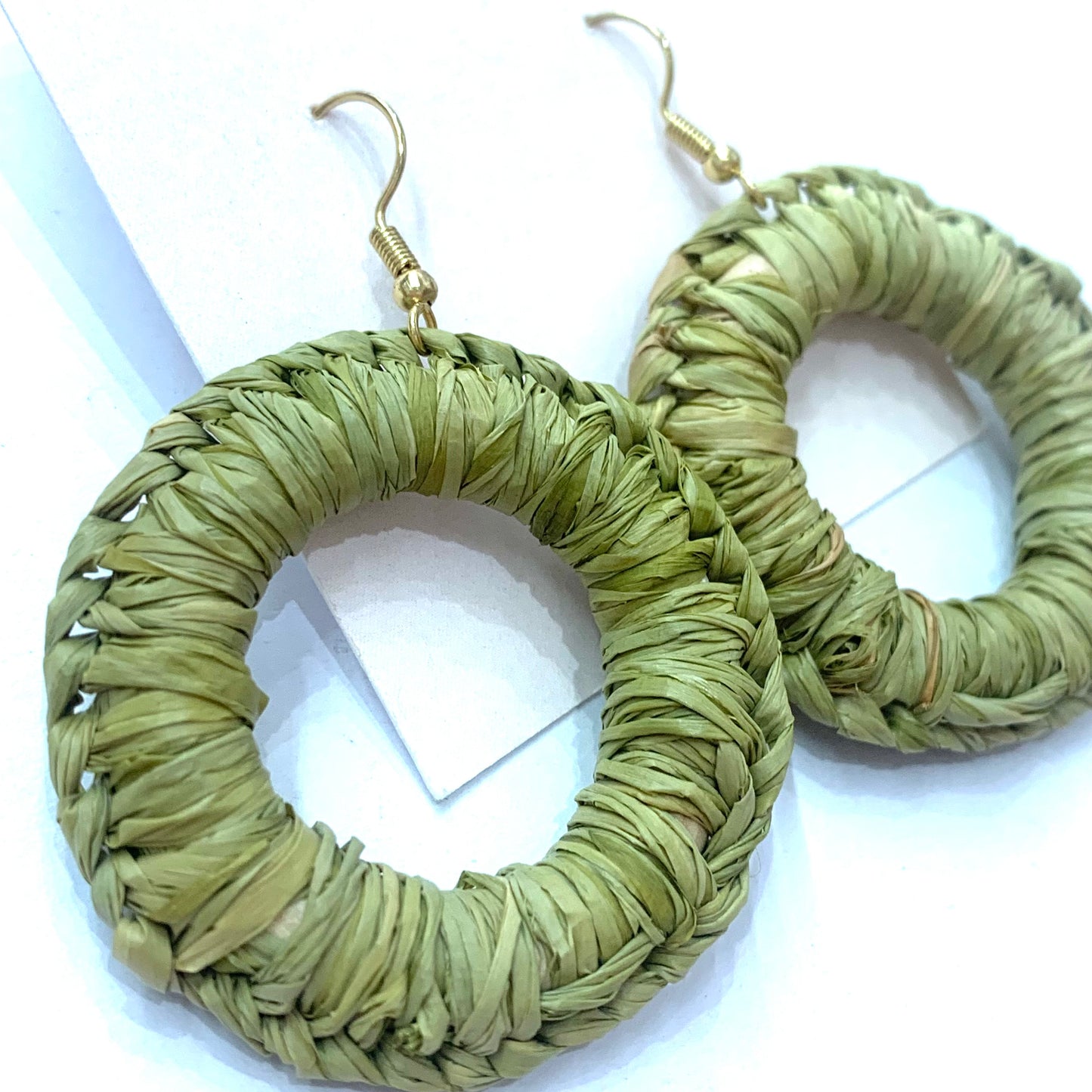 WEAVED BY ME - Indigenous Woven Biggies Hoop Earrings- Apple Green