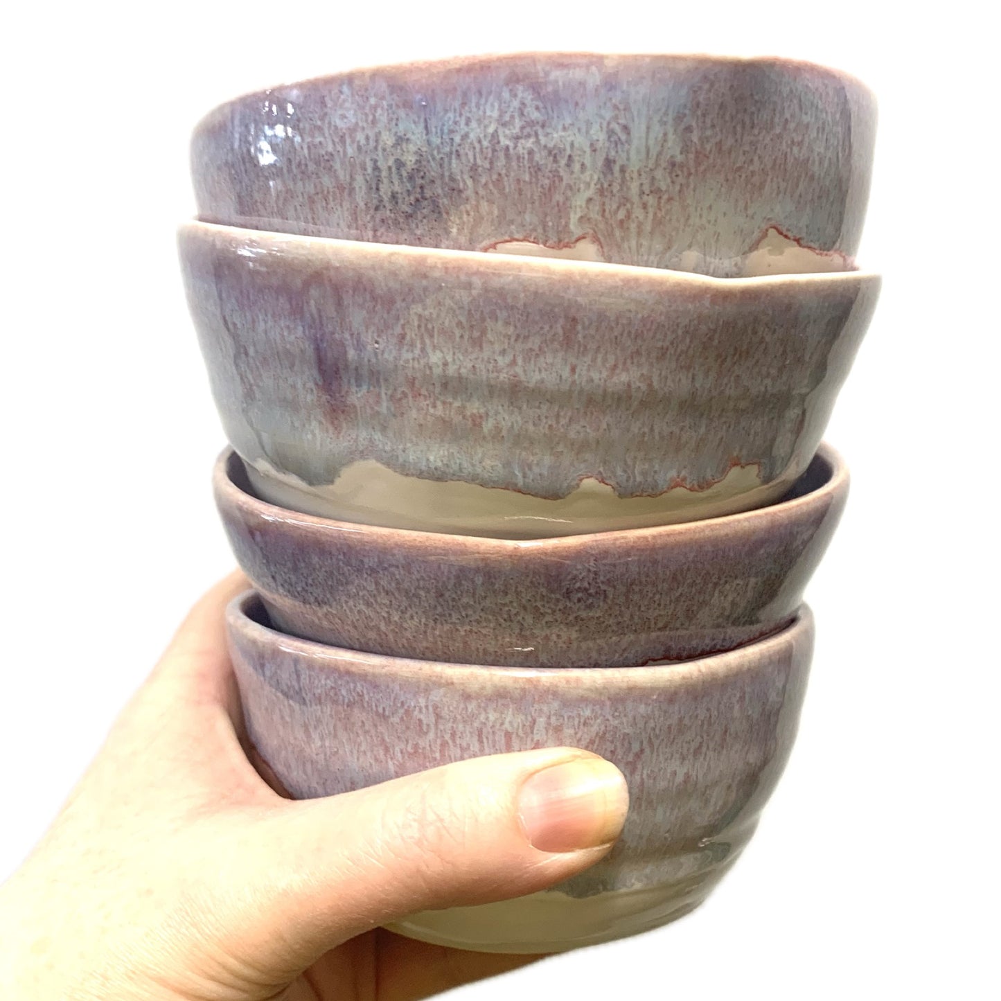 EARTH BY HAND- Heart Dishes- Purple Rim & White Inside