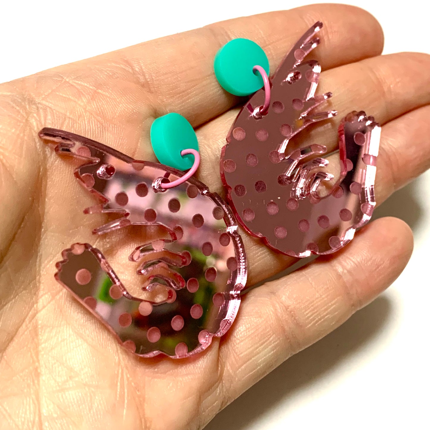 MAKIN' WHOOPEE - Spotty Pink Prawn- Stud Dangles