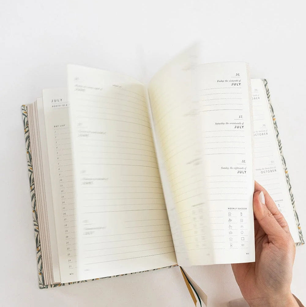 BESPOKE LETTERPRESS - 2027 Desktop Linen Bound Planner - Golden Wattle