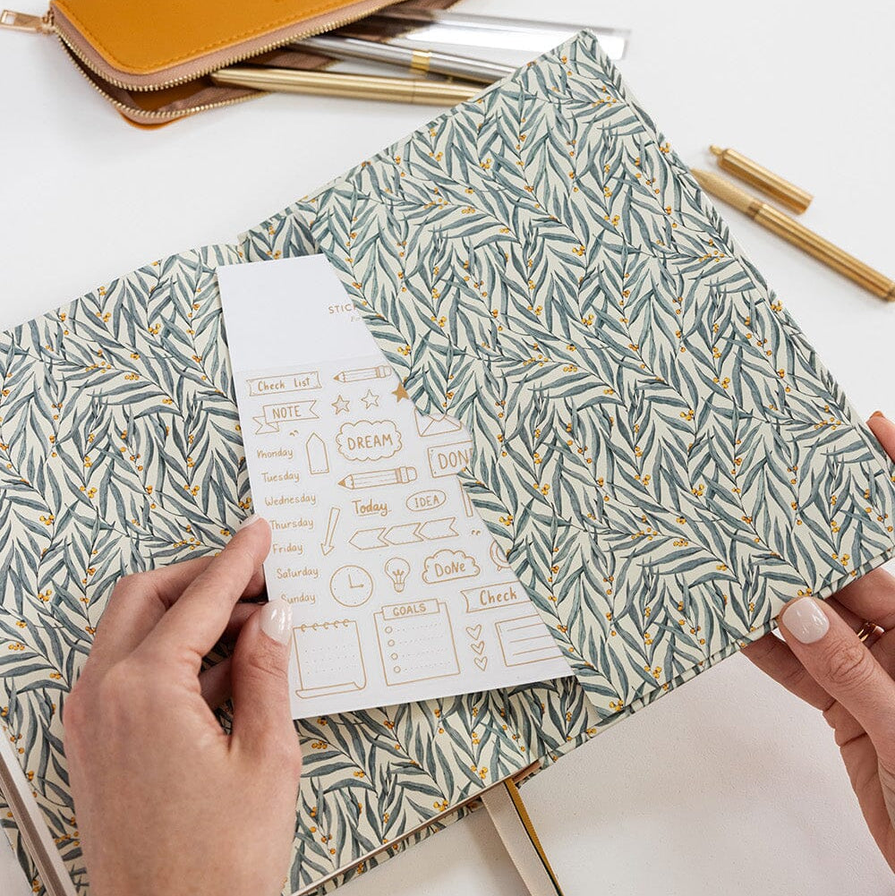 BESPOKE LETTERPRESS - 2027 Desktop Linen Bound Planner - Golden Wattle