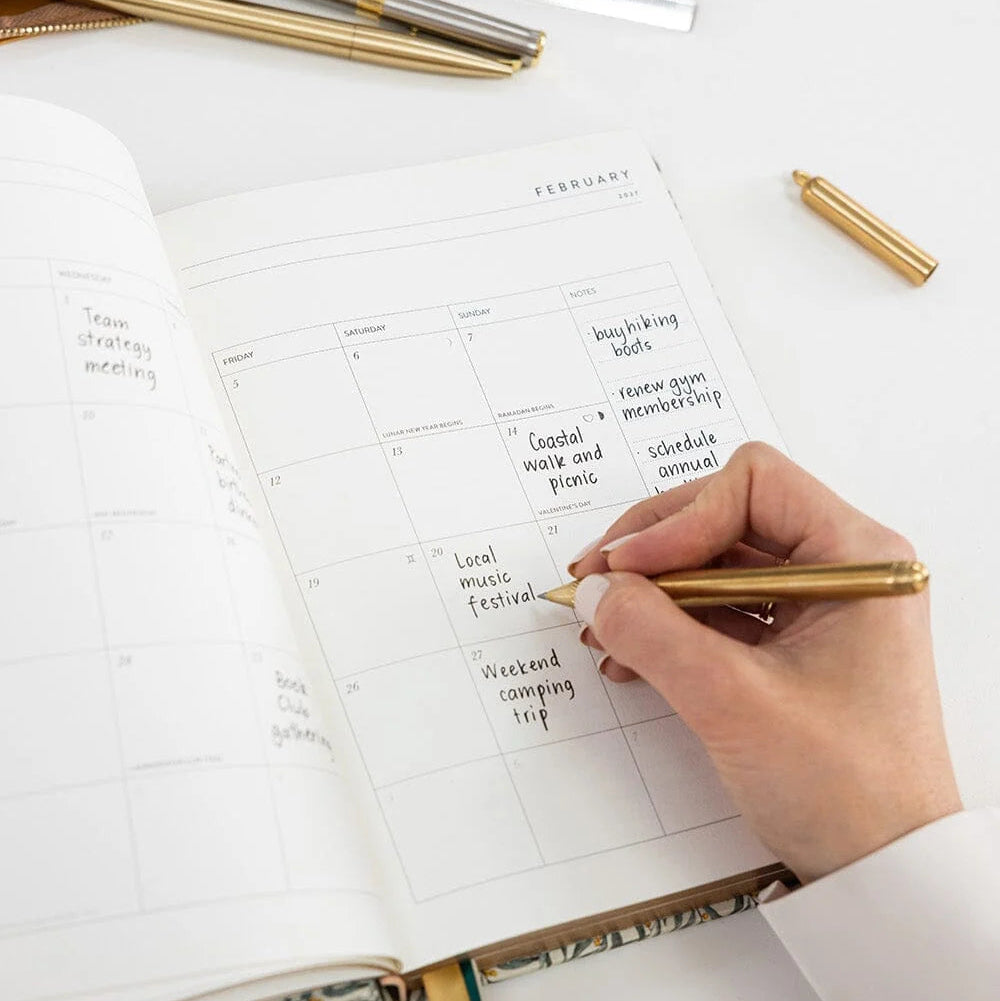 BESPOKE LETTERPRESS - 2027 Desktop Linen Bound Planner - Golden Wattle