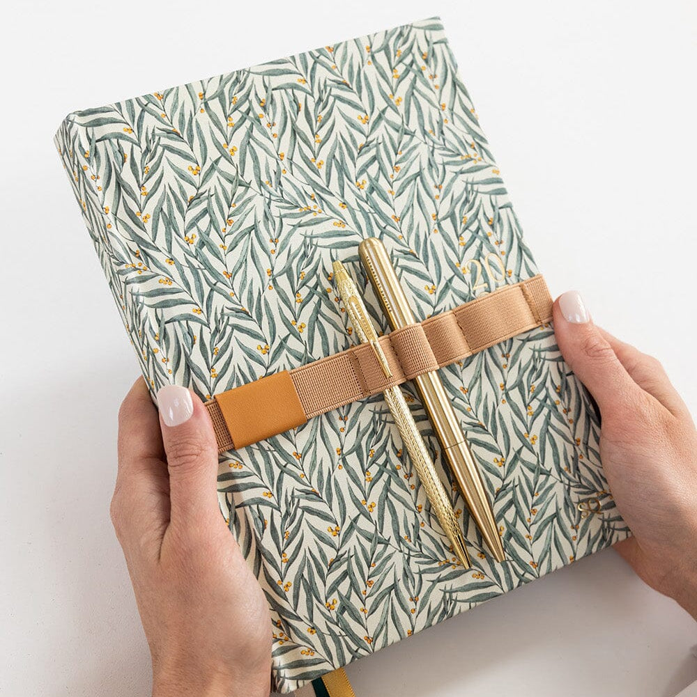 BESPOKE LETTERPRESS - 2027 Desktop Linen Bound Planner - Golden Wattle