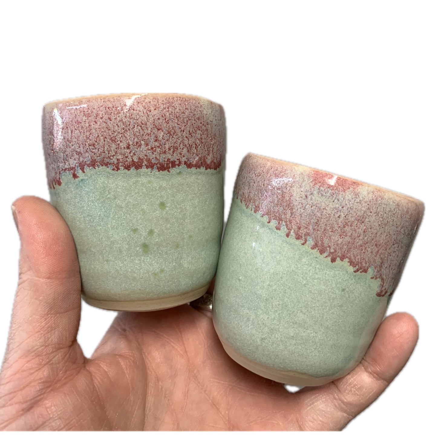 EARTH BY HAND- Espresso/Piccolo Cups- Pink & Blue Dipped