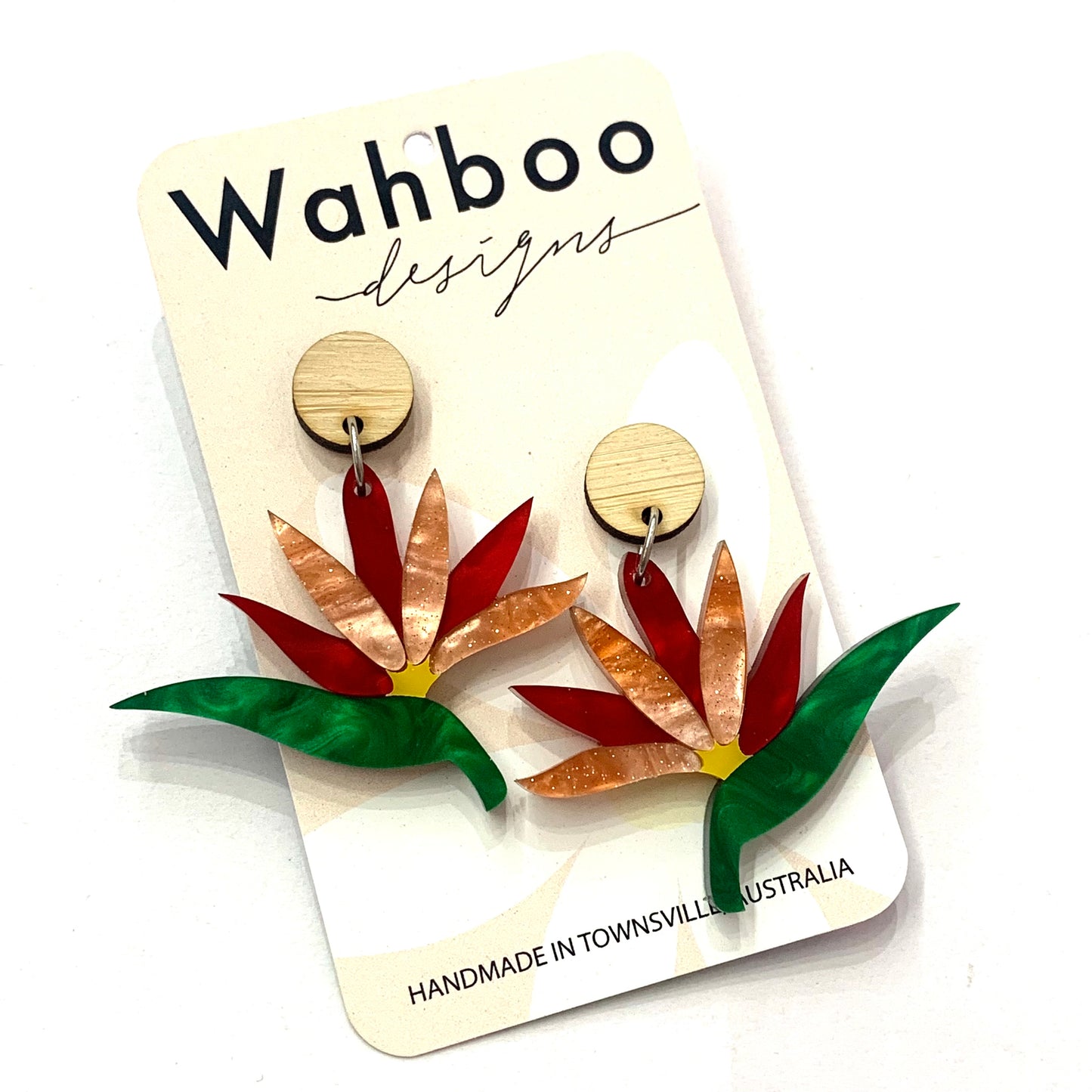 WAHBOO- Bird of Paradise Stud Dangle Earrings