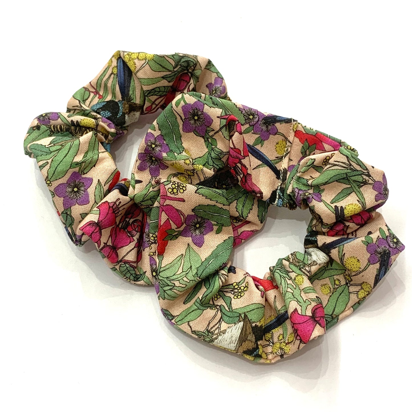 MAKIN' WHOOPEE - "Fairy Wren & Flowers" REGULAR SCRUNCHIES