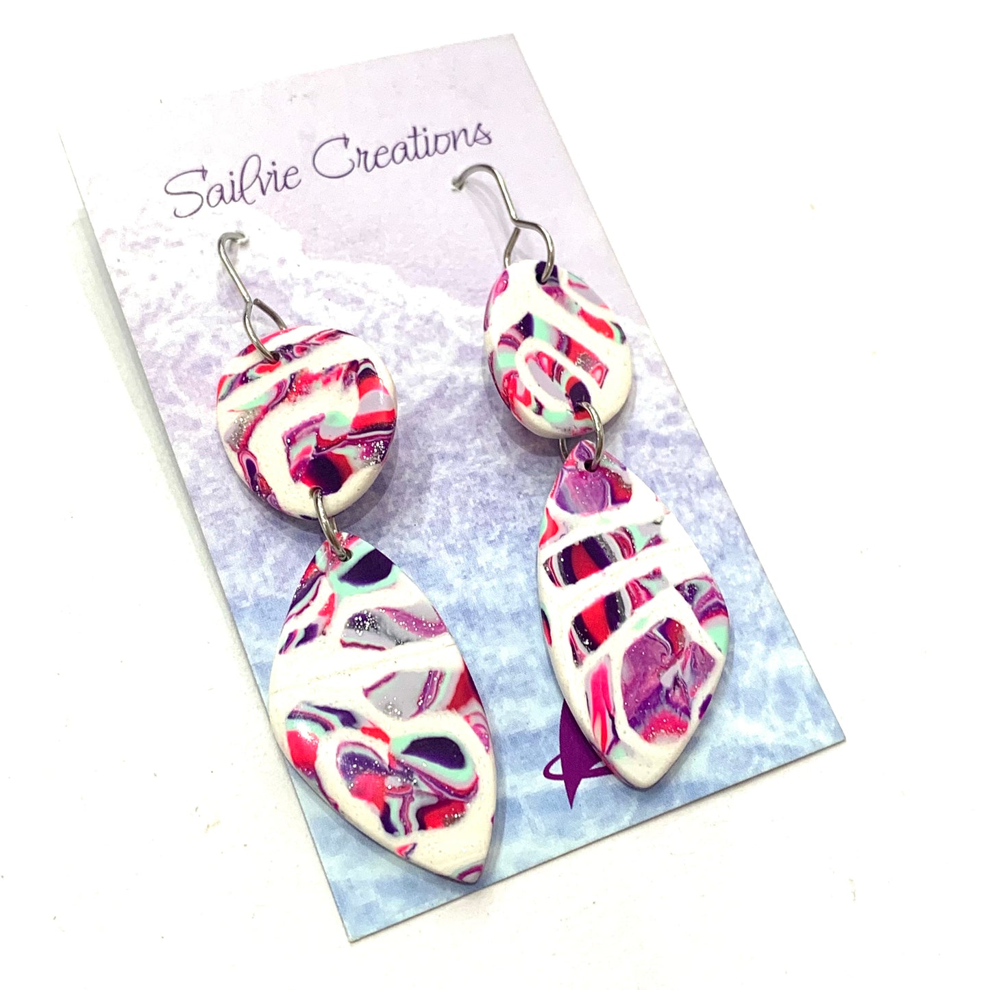 Sailvie Creations - Kaleidoscope Double Hook Dangle Earrings