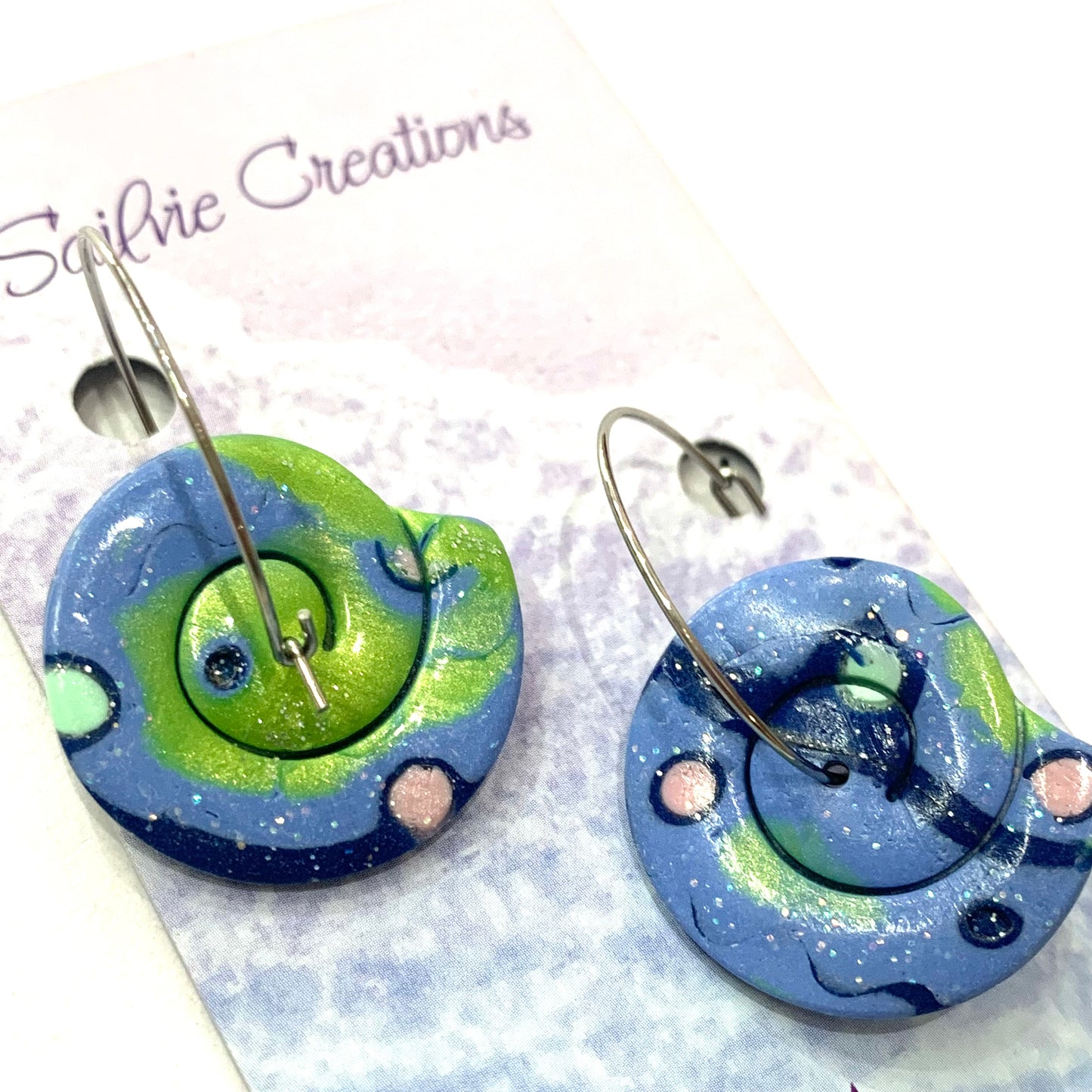 Sailvie Creations - Ocean Spiral Shell Hoop Dangle Earrings