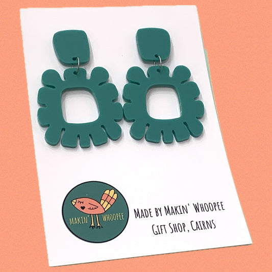 MAKIN' WHOOPEE - "Funky Flowers" - Statement Dangles - Whoopee Green