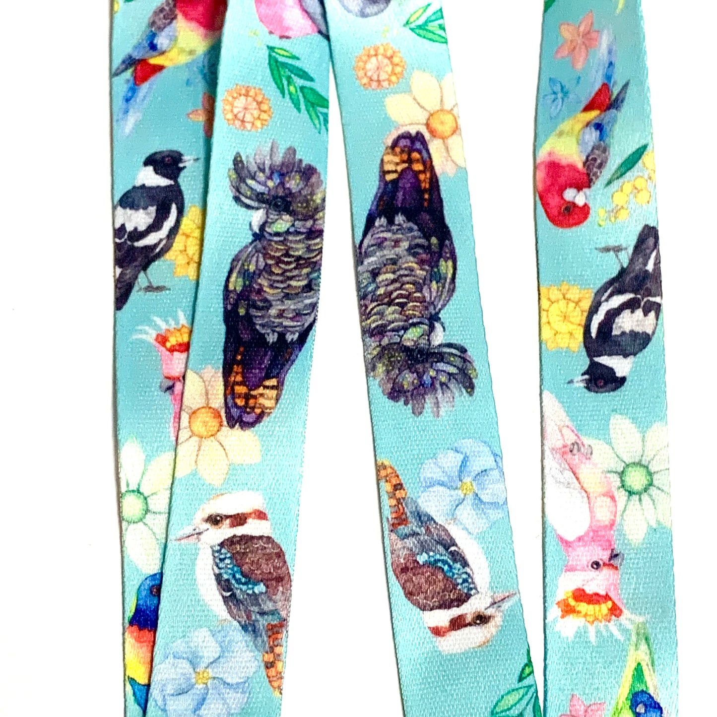WATERCOLOURS BY CAT- Australian Birds Lanyard- Light Blue