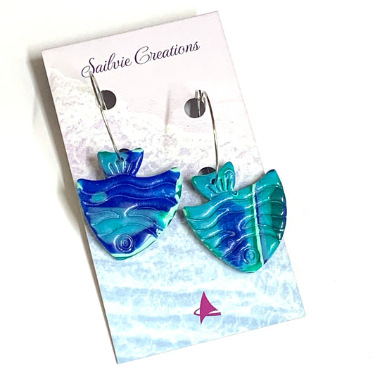 Sailvie Creations - Ocean Fish Hoop Dangle Earrings