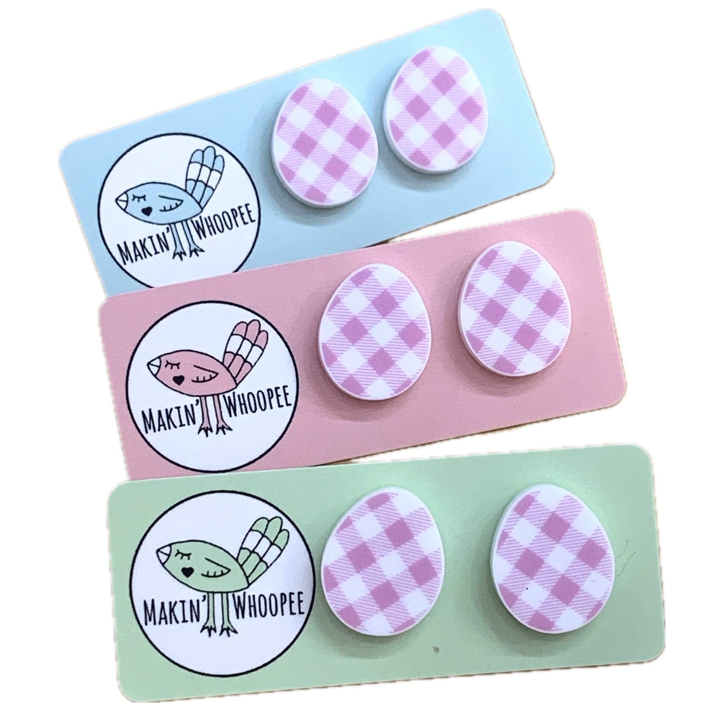 MAKIN' WHOOPEE EASTER STUDS - PINK GINGHAM