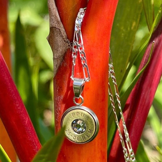 WILD BRASS- Pendant Necklace with Clear Swarovski Crystals