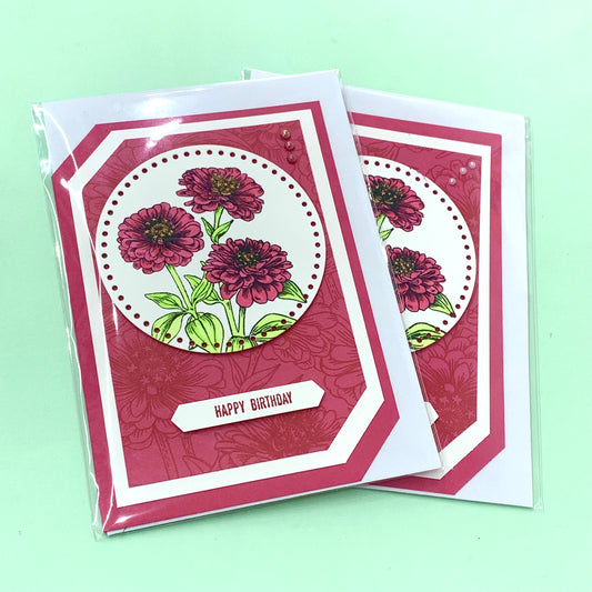 PAPER POSSUM- HANDMADE GREETING CARD- Red Flowers Birthday