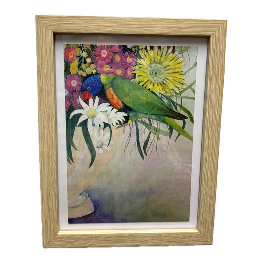 NUOVO - "Lorikeet & Blooms" Framed Image