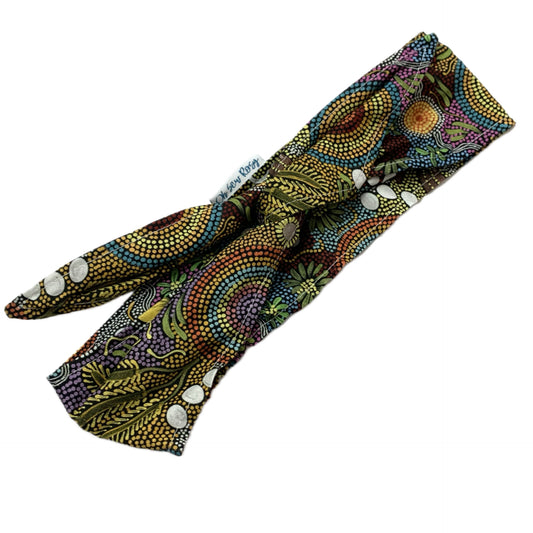 OH SEW ROSY: WIRE HEADBAND - Budgerigar Dreaming (Warlukurlangu Fabric)