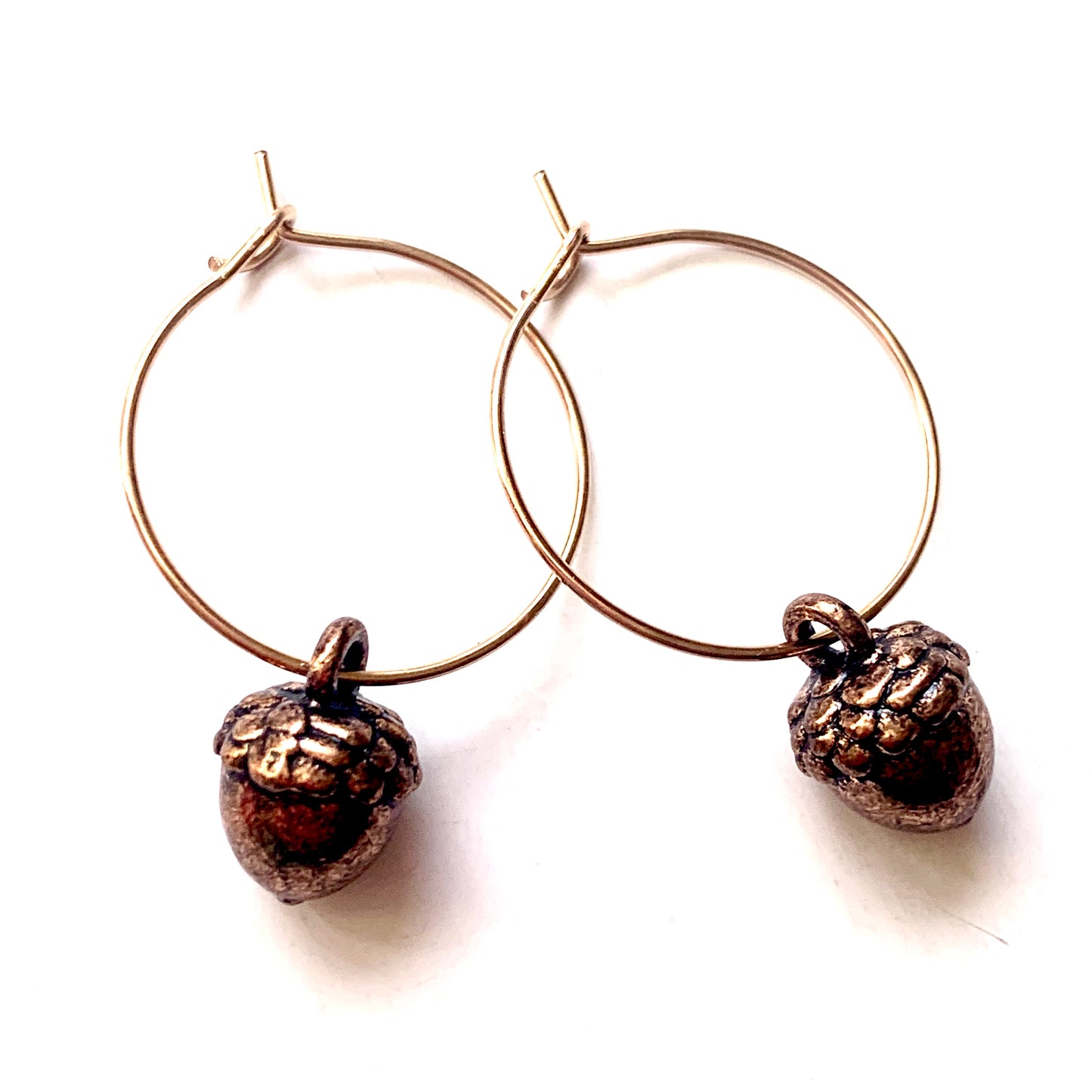 THIS BIRD HAS FLOWN - “COPPER ACORNS” MINI HOOP DANGLES