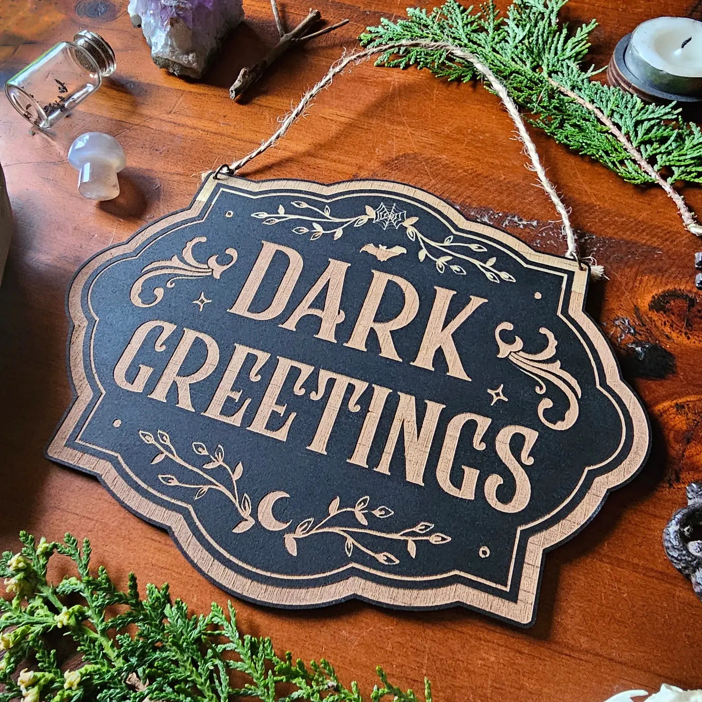 YISKA Dark Greetings Sign