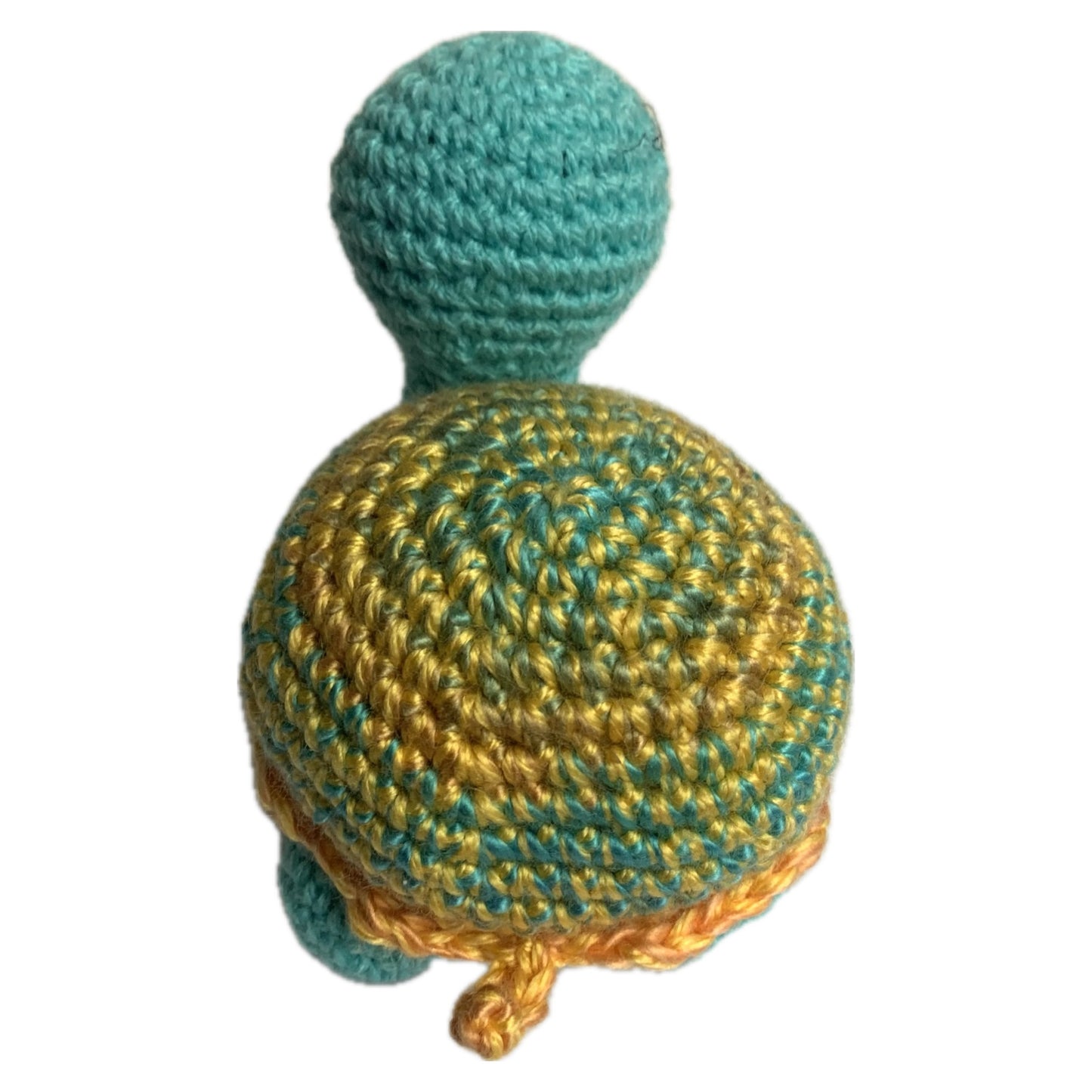 BEAKNITS- CROCHETED AQUA & PEACHY YELLOW TURTLE- MEDIUM