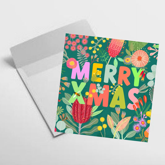 NUOVO - "MERRY XMAS" SQUARE CHRISTMAS CARD