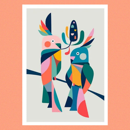 3 BIRDIES STUDIO- "Cockatoo Love" A4 Art Print