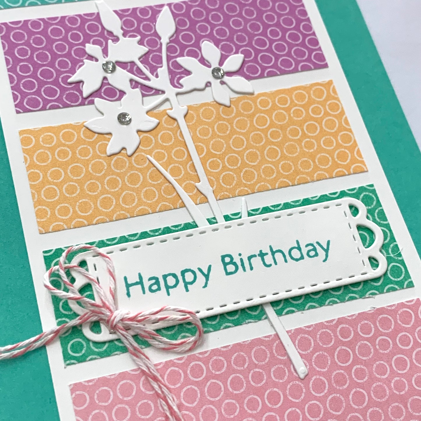 PAPER POSSUM- HANDMADE GREETING CARD- Birthday Stripes