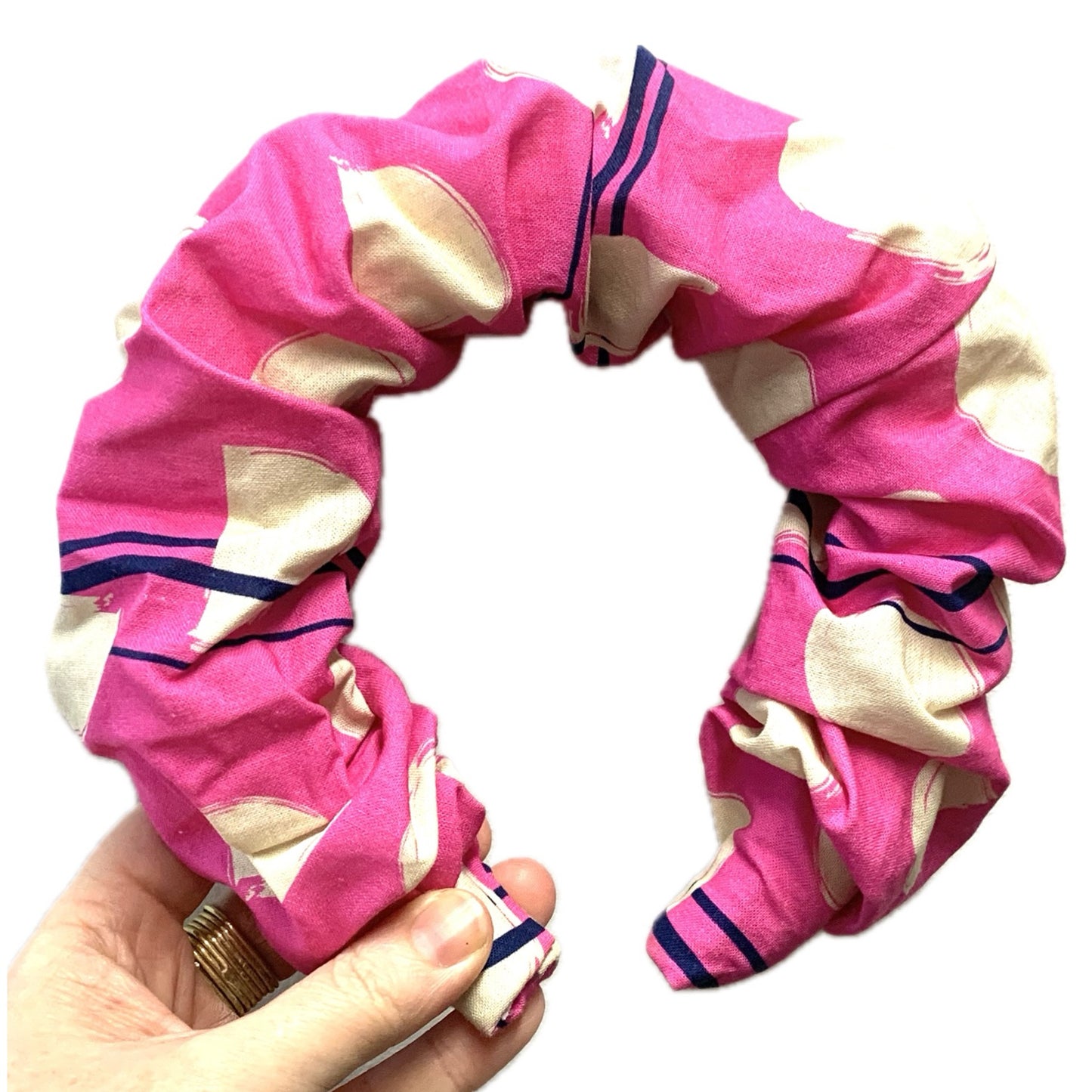 MAKIN WHOOPEE - JUMBO SCRUNCHIE HEADBANDS- Pink with Big Spots