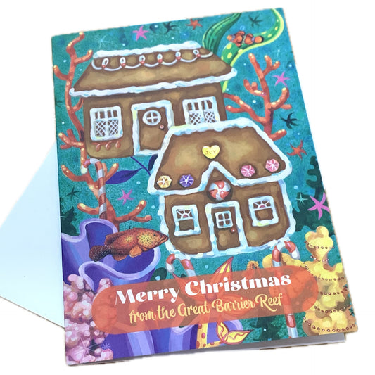 HAYLEY GILLESPIE - CHRISTMAS CARD - Gingerbread Reef- 2 Houses