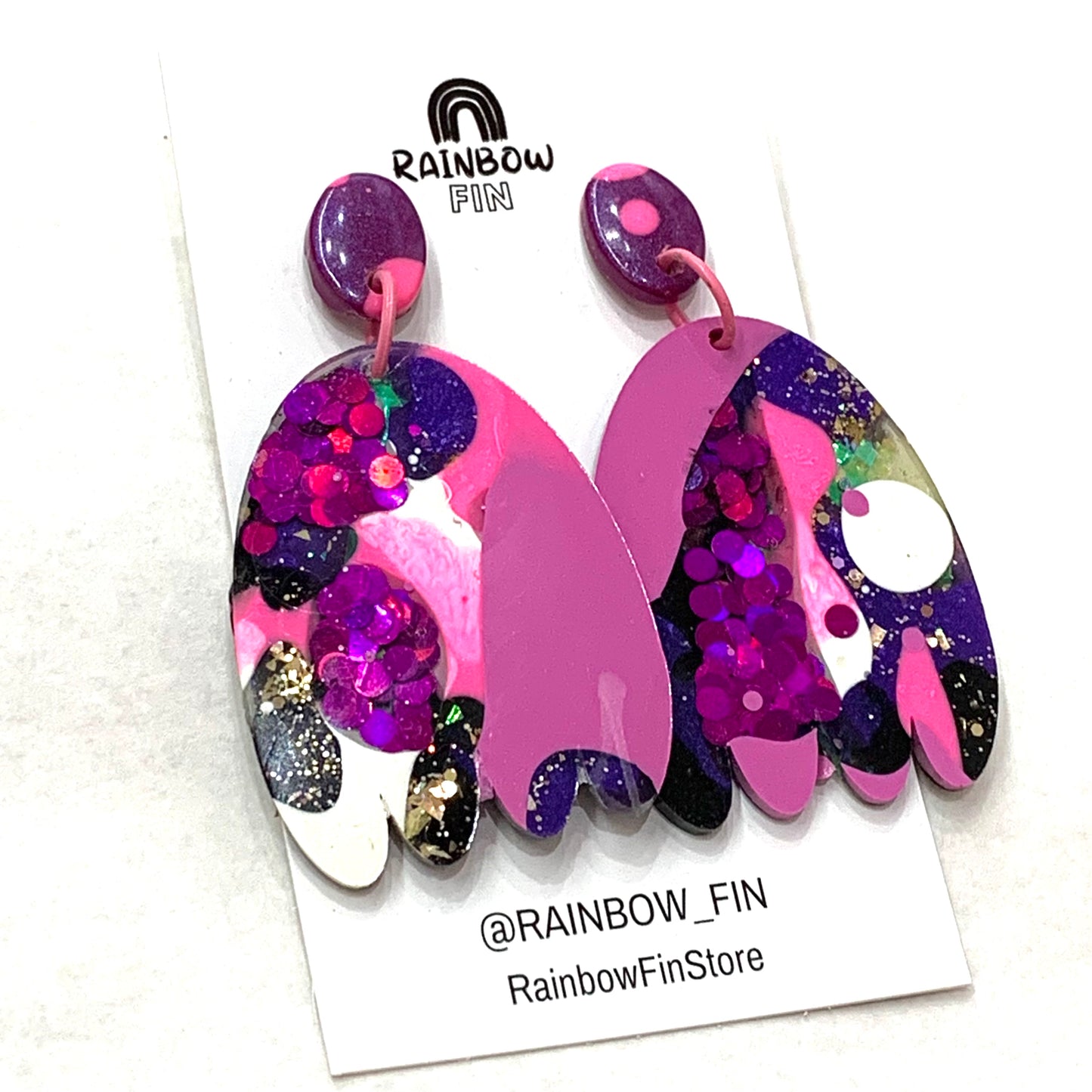 RAINBOW FIN - "TULIP" Stud Dangle Earrings - Purples