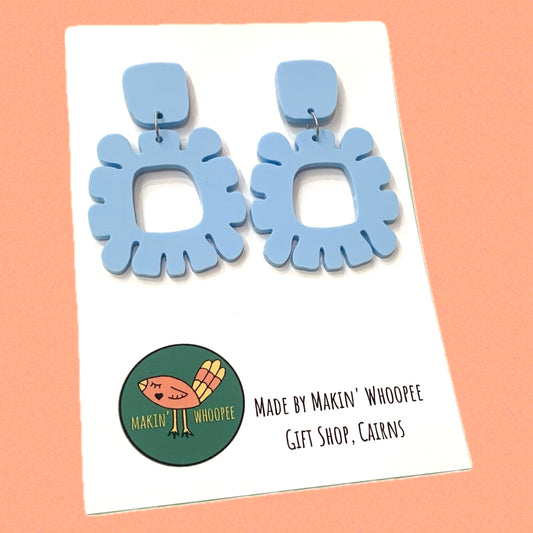 MAKIN' WHOOPEE - "Funky Flowers" - Statement Dangles - Powder Blue