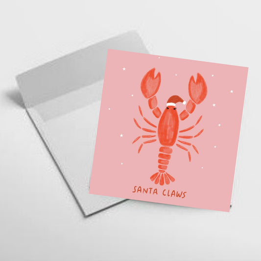 NUOVO - "SANTA CLAWS" CHRISTMAS SMALL SQUARE GREETING CARD