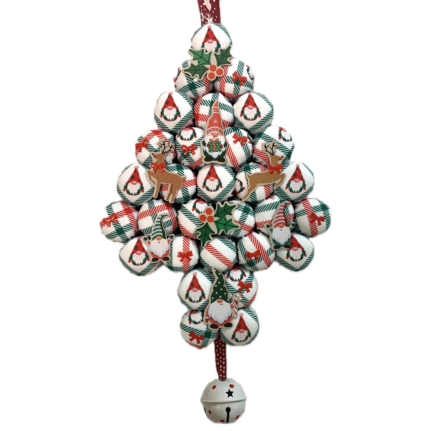 MUMMA WHOOPEE- "Gnomey Christmas"- SMALL BOTTLE TOP CHRISTMAS TREE WALL HANGING