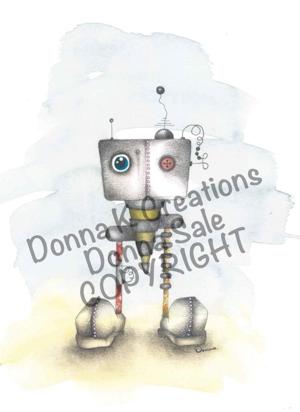 DONNA K CREATIONS- A4 ART PRINTS- Beep Bop Robot